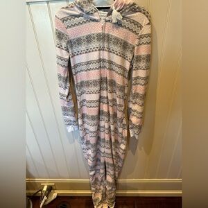 ARDENE Ladies Women’s Size Small Pink White & Grey Patterned Stripe Ones…